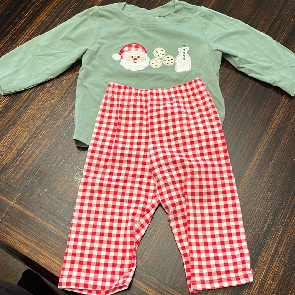 Busy bee smock matching Santa pant set